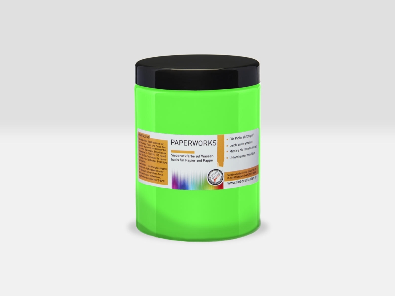 Paperworks-Papiersiebdruckfarbe-Neongrün